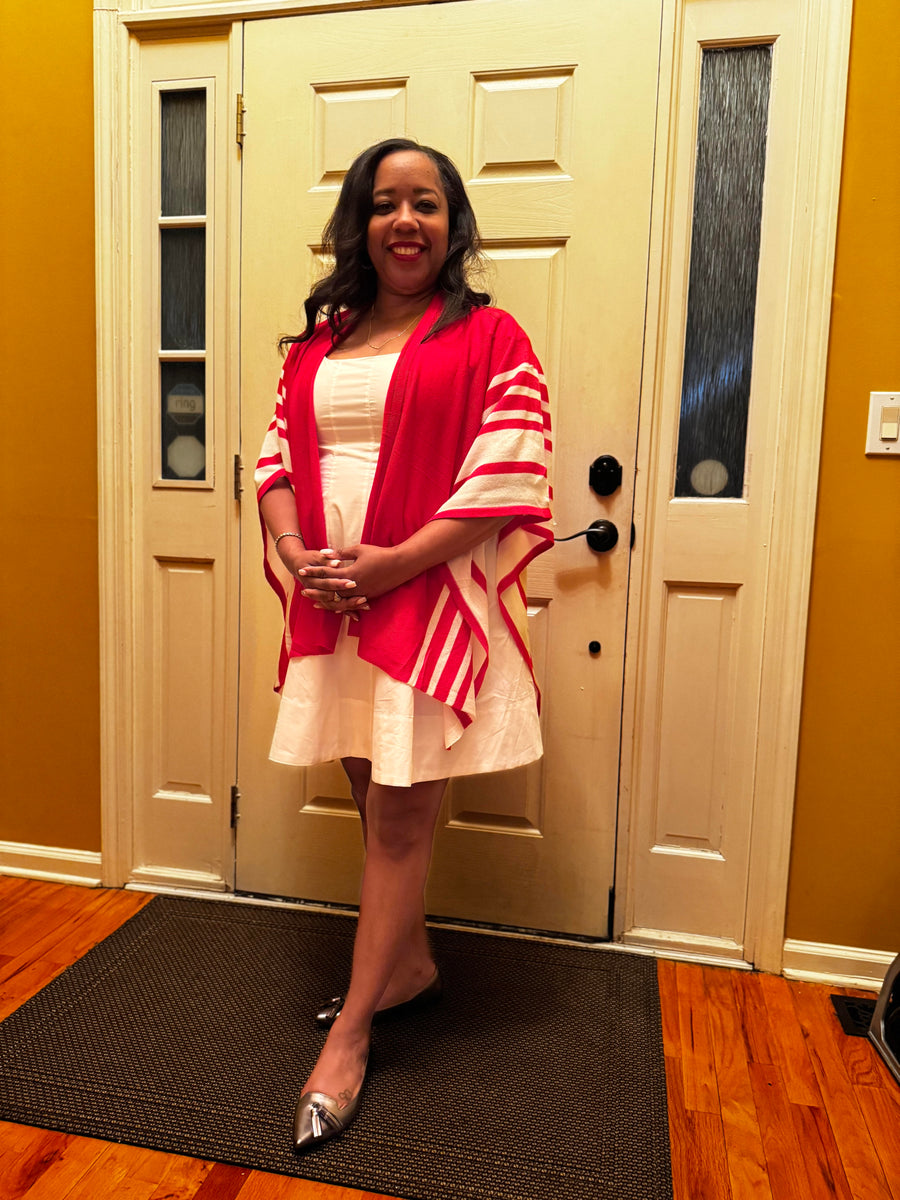 Red and white Poncho – Tauntus Inc. Greek Store display picture 2