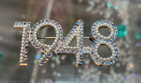 1948 Rhinestone Pearl Amicae Brooch