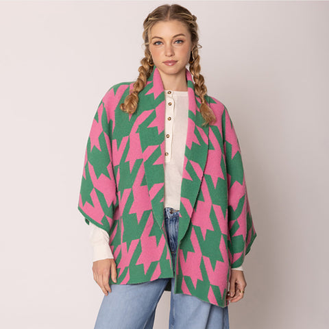 Bold Pink and Green Cardigan