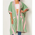 AKA Houndstooth Duster in Pink and Green