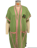 AKA Houndstooth Duster in Pink and Green