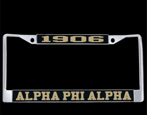 Alpha license plate frame