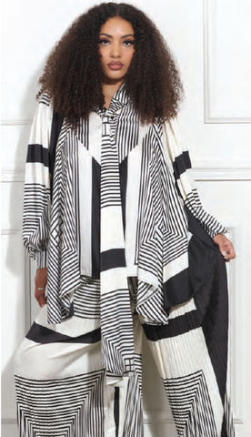 Black and White Geometric Pants Set