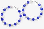 Blue and White Pearl Hoop Earrings