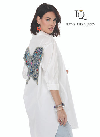 Butterfly Button down oversized shirt