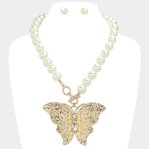 Butterfly Pearl Necklace