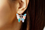 Butterfly Dangling Earrings Pink and Blue