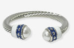 Blue and White Chunky Cable Cuff