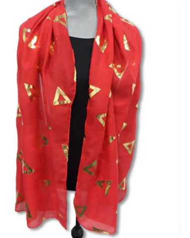 Delta Metallic Foil Scarf Red