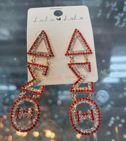 Delta Rhinestone Dangling Earrings