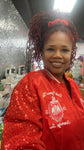 Delta Red satin with Sequin Sleeve Jacket