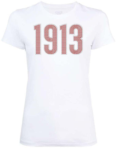 1913 White rhinestone T