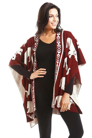 Elephant Print Reversible Shawl
