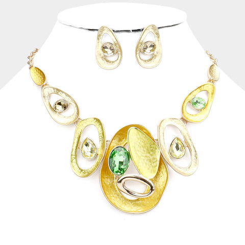 Etched in Stone Necklace in Green and Gold