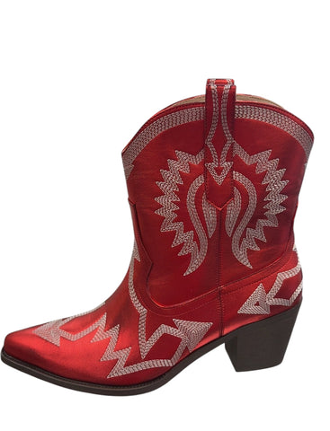 Red Metallic Cowboy Boots