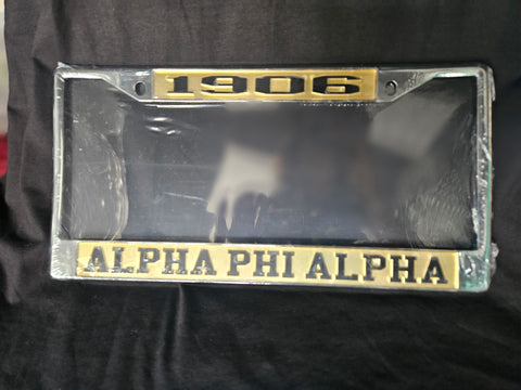 Alpha gold license plate frame