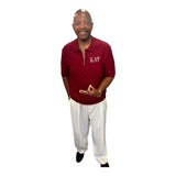 Crimson Woven quarter zip polo