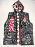 Delta Black patent leather hooded vest