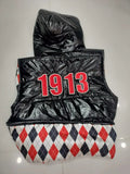 Delta Black patent leather hooded vest