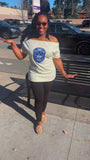 Zeta off the shoulder embroidered T