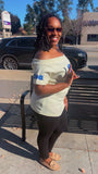 Zeta off the shoulder embroidered T