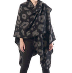 Leopard Print Wrap Shawl in Black