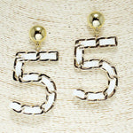 Number 5 earrings white