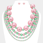 Oh my Pretty Pearls Necklace in Pink and Green