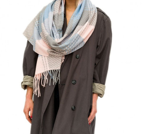 Oversized Scarf Pink and Blue Scarf
