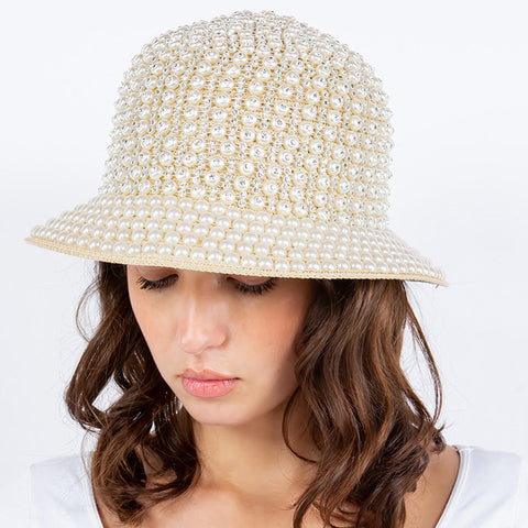 Pearl bucket hat cream