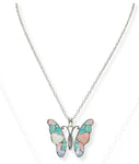 Pink and Blue Butterfly necklace
