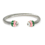 Pink and Green Cable Cuff Bracelet