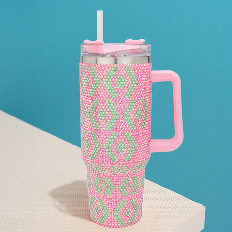 Pink and Green Abstract Tumbler