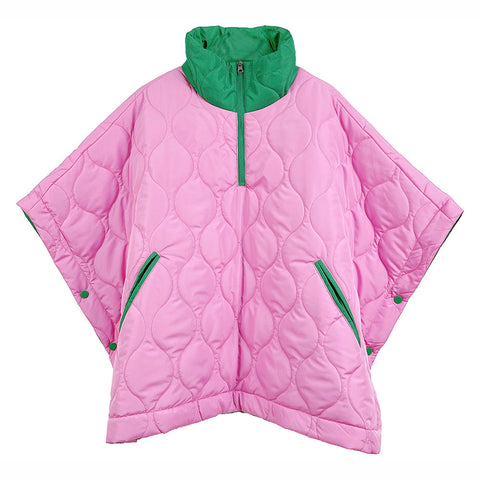 Pink and green Puff Poncho