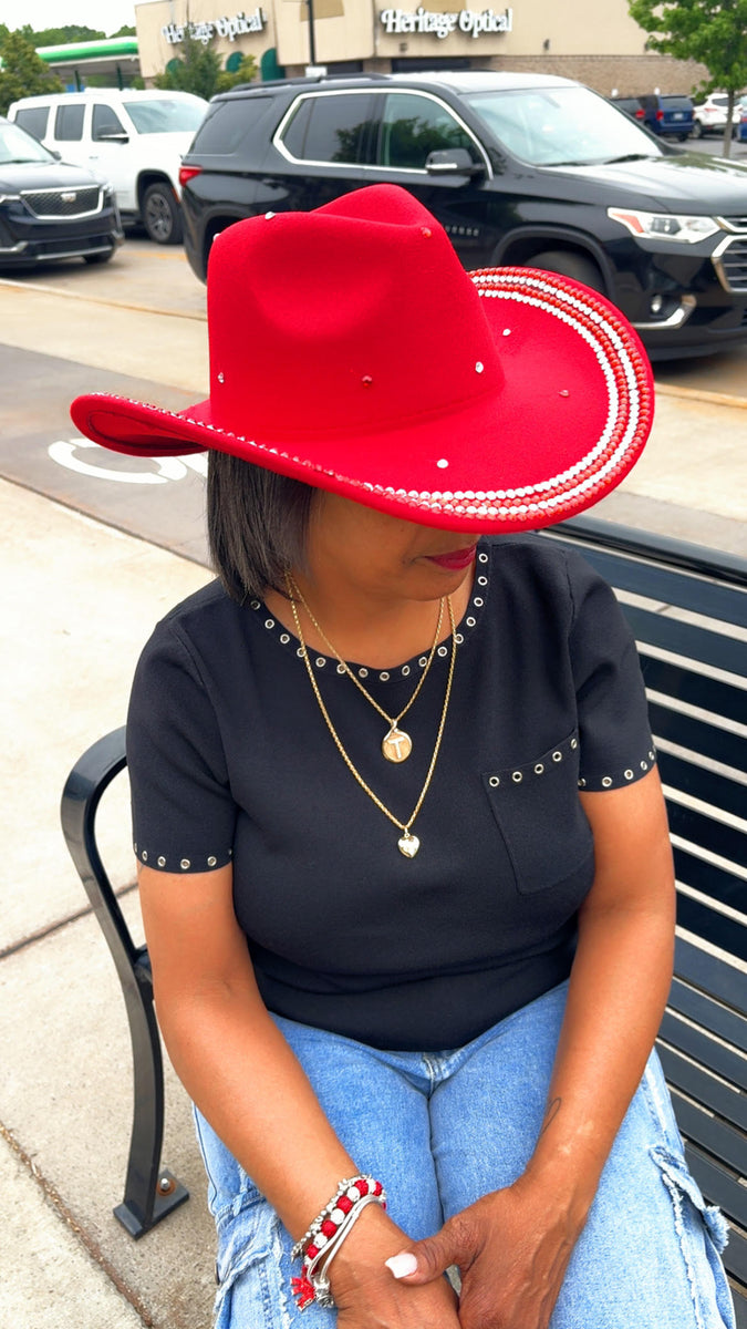 Red rhinestone cowboy hat – Tauntus Inc. Greek Store