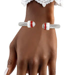 Red and White Cable Bangle
