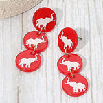 Red white elephant dangling earring