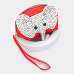 Red wristlet coin purse silver ele