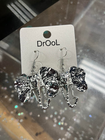 Silver Elephant head earrings