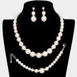 Simple Cream Pearls w/bling Necklace
