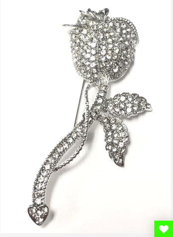 Small Tearose Rhinestone Pin