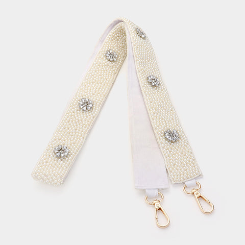 White  and Rhinestone Purse Strap