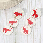 White red elephant dangling earrings