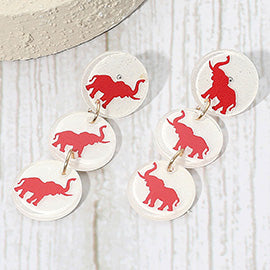 White red elephant dangling earrings