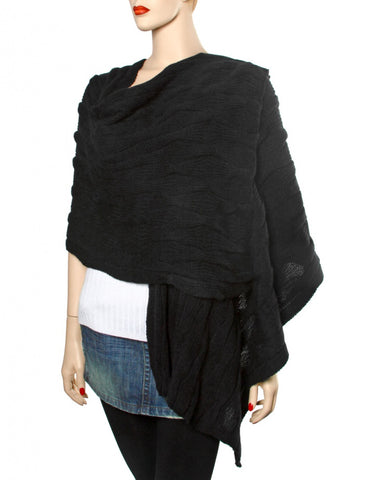 Cable Wrap Shawl in Black