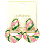 Pink and Green Striped Earrings