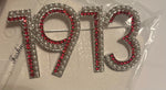1913 red rhinestone and pearl brooch