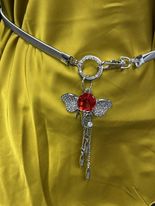 SIlver Stretch Belt w/Red Elephant Charm