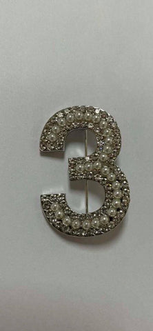 three  3 brooch silver