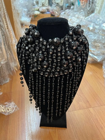 Black Waterfall necklace set